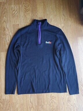 FedEx Quarter-Zip Long Sleeve Knit Sweater Size M